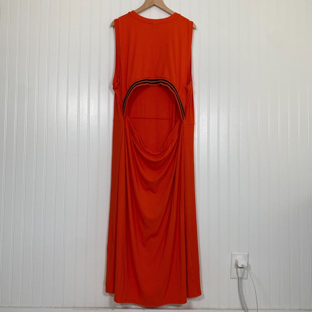 Future Collective x Kahlana Barfield Brown Womens Midi Dress Sz 3X Orange Ribbed - Picture 6 of 9